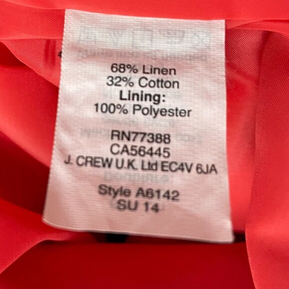 J. Crew Linen Postage Stamp Mini Skirt Coral Navy Hibiscus Floral Print Size 0 - Picture 8 of 10